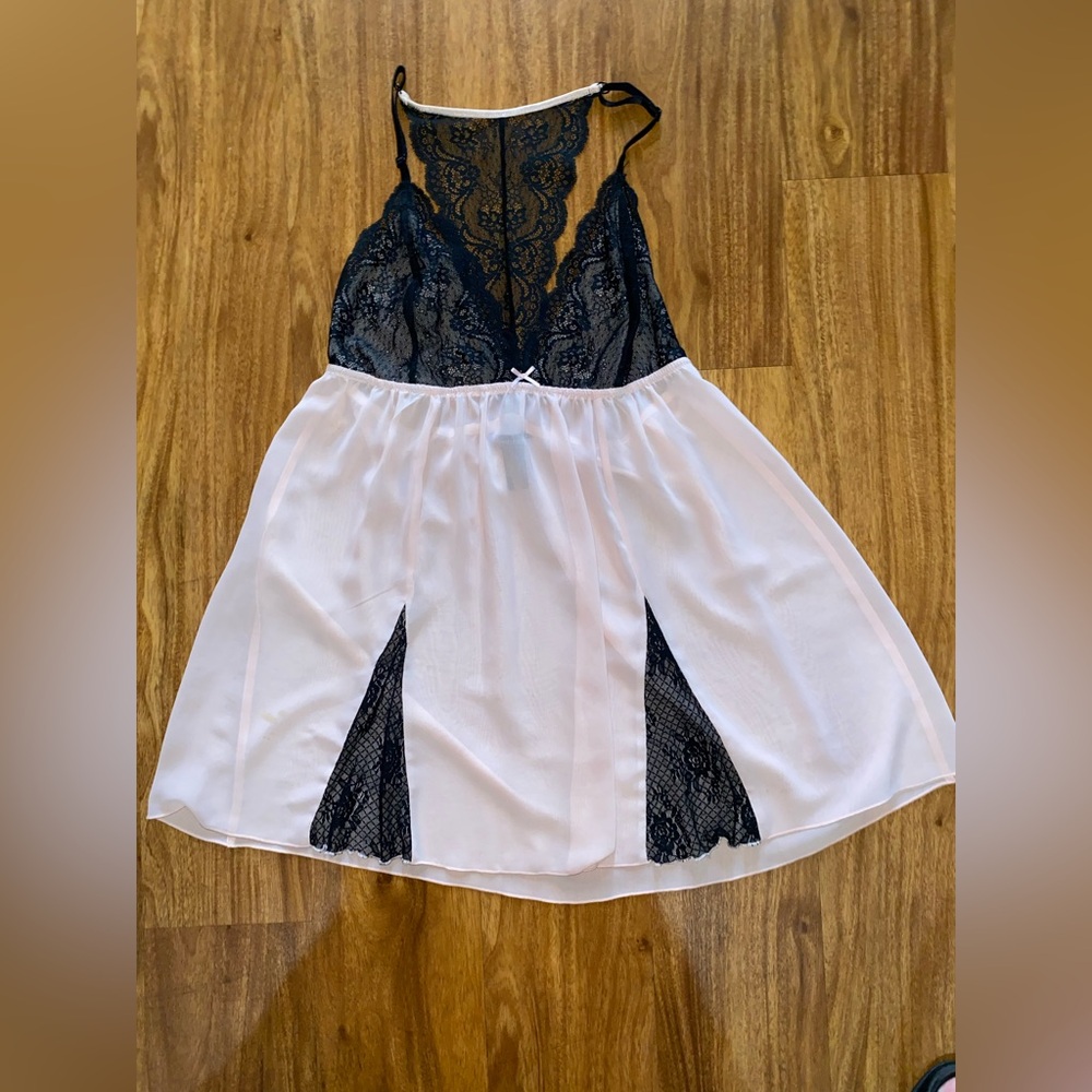 Ambrielle Black and Pink Lace Chemise
